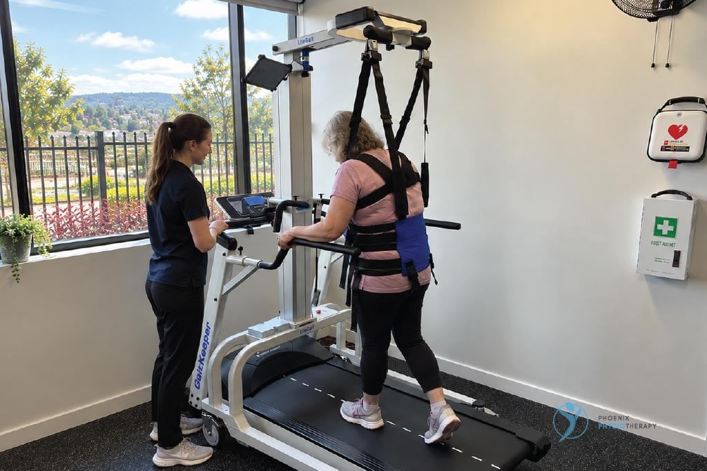 patient and therapist using the litegait